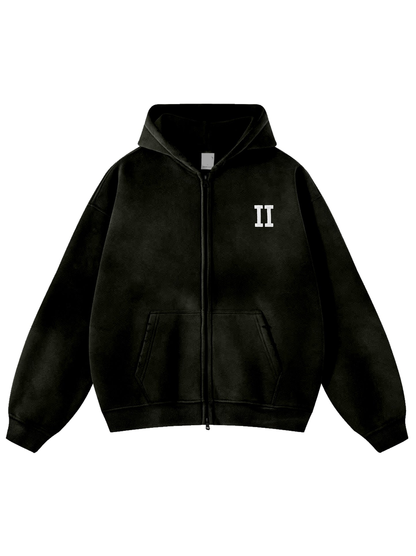 Black Classic Weathered II Zipped Hoodie